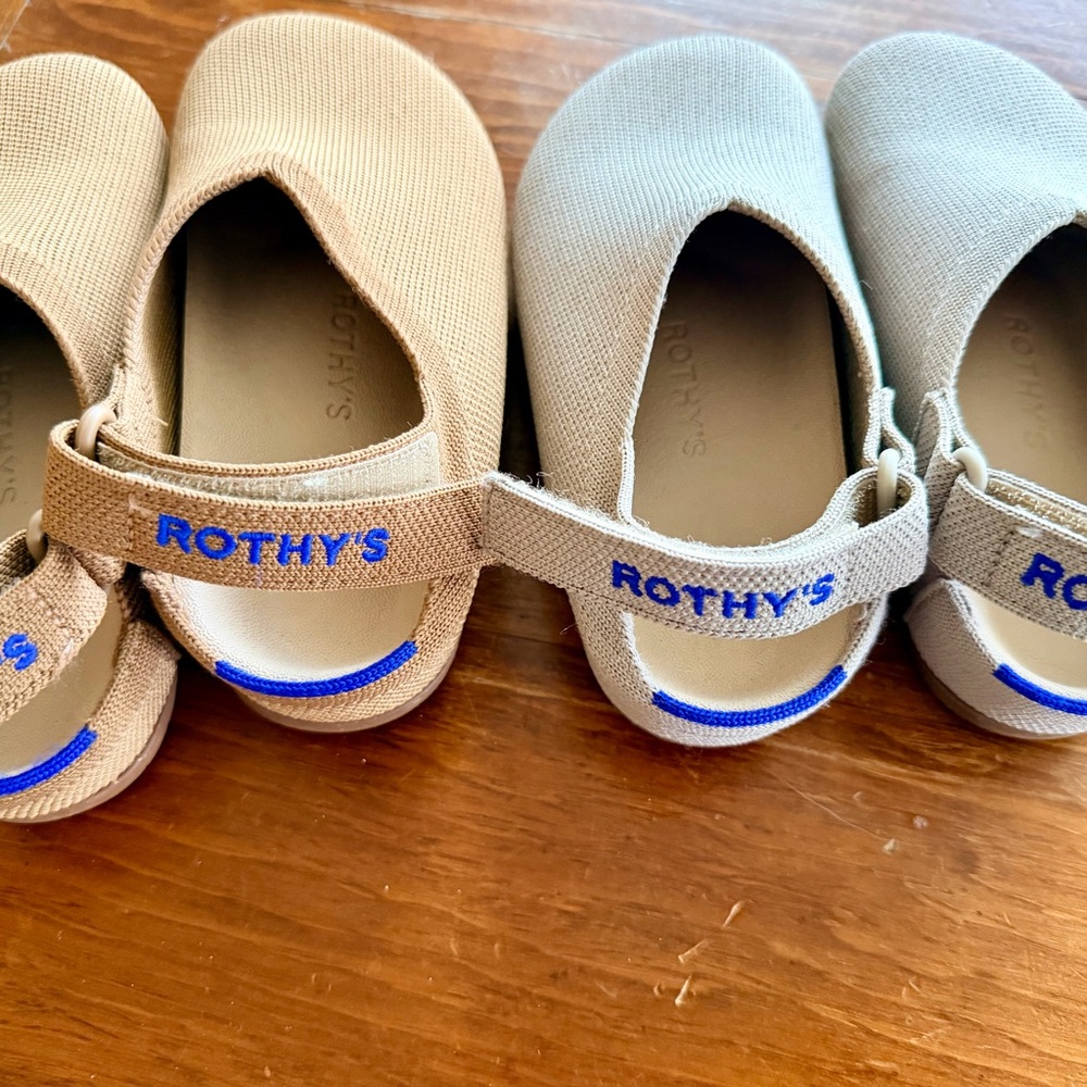 Rothy's Kids Mary Jane in Beige and Sand, size 12 and 13